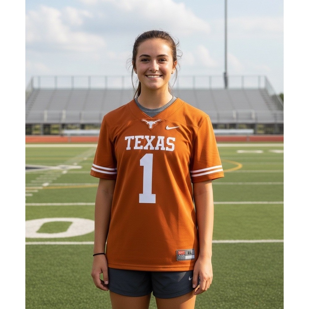Texas Longhorns #1 Home Nike Womens XL Short Sleeve Burnt Orange Football Jersey